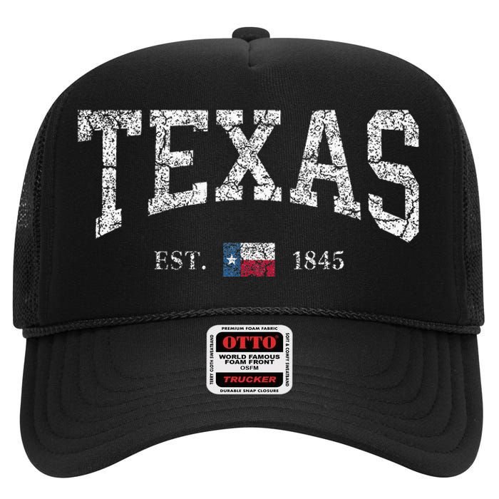 Texas Texas State Flag Distressed High Crown Mesh Back Trucker Hat