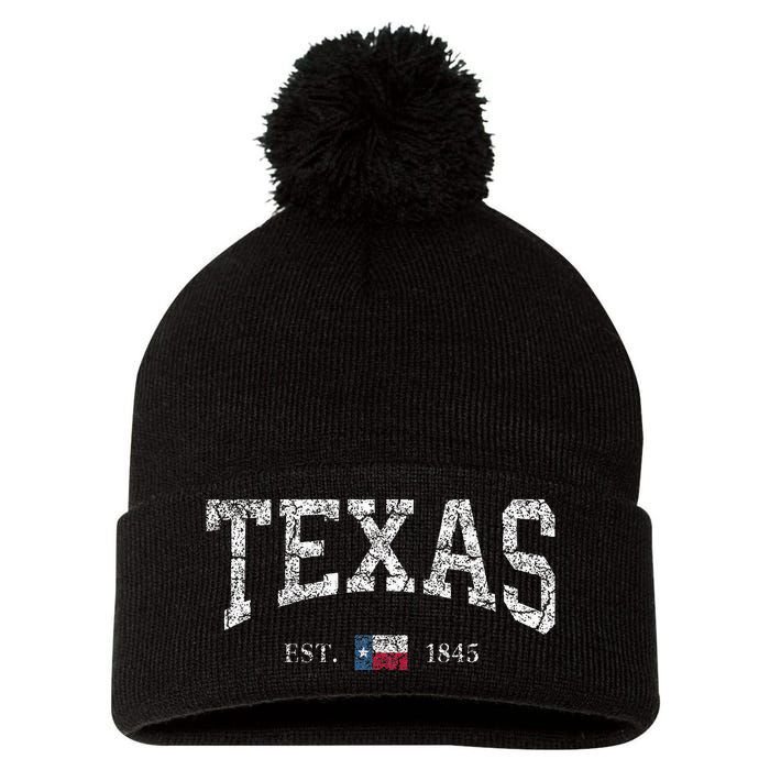 Texas Texas State Flag Distressed Pom Pom 12in Knit Beanie