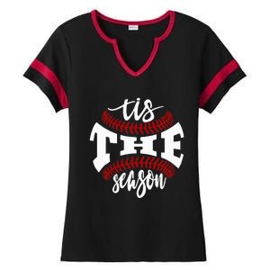 Tis The Season Baseball Lovers Ladies Halftime Notch Neck Tee