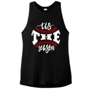 Tis The Season Baseball Lovers Ladies PosiCharge Tri-Blend Wicking Tank