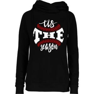 Tis The Season Baseball Lovers Womens Funnel Neck Pullover Hood