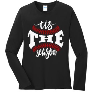 Tis The Season Baseball Lovers Ladies Long Sleeve Shirt