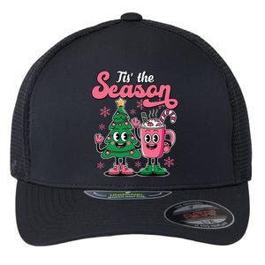 Tis The Season Christmas Tree Hot Coco Festive Retro Flexfit Unipanel Trucker Cap