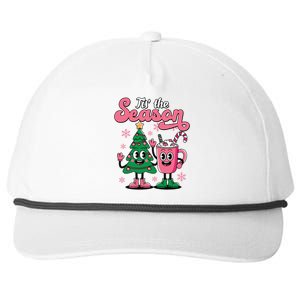 Tis The Season Christmas Tree Hot Coco Festive Retro Snapback Five-Panel Rope Hat