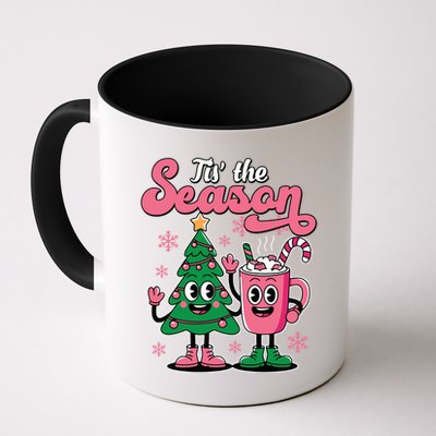 Tis The Season Christmas Tree Hot Coco Festive Retro Mug