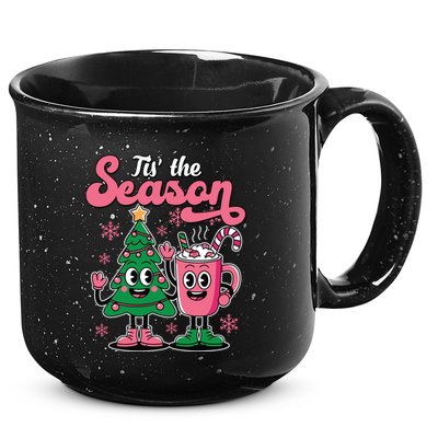 Tis The Season Christmas Tree Hot Coco Festive Retro 15oz Campfire Ceramic Mug