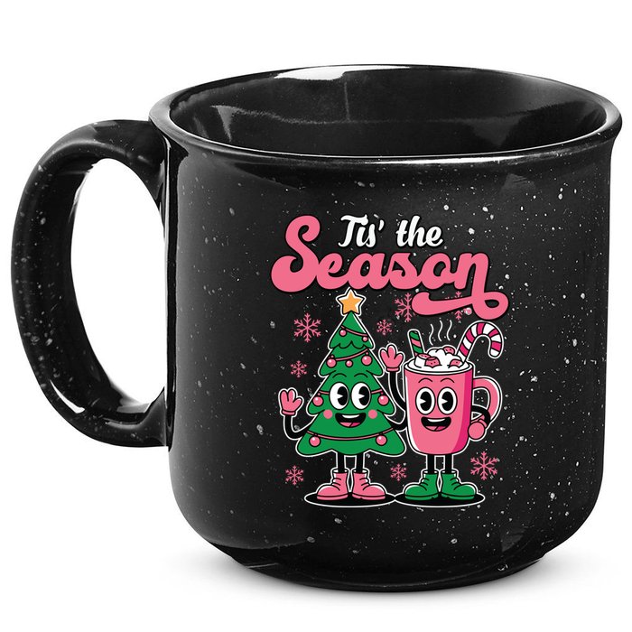 Tis The Season Christmas Tree Hot Coco Festive Retro 15oz Campfire Ceramic Mug