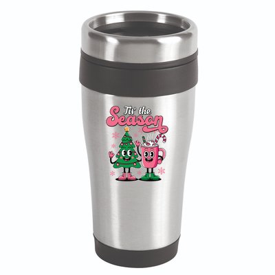 Tis The Season Christmas Tree Hot Coco Festive Retro 16oz Travel Tumbler