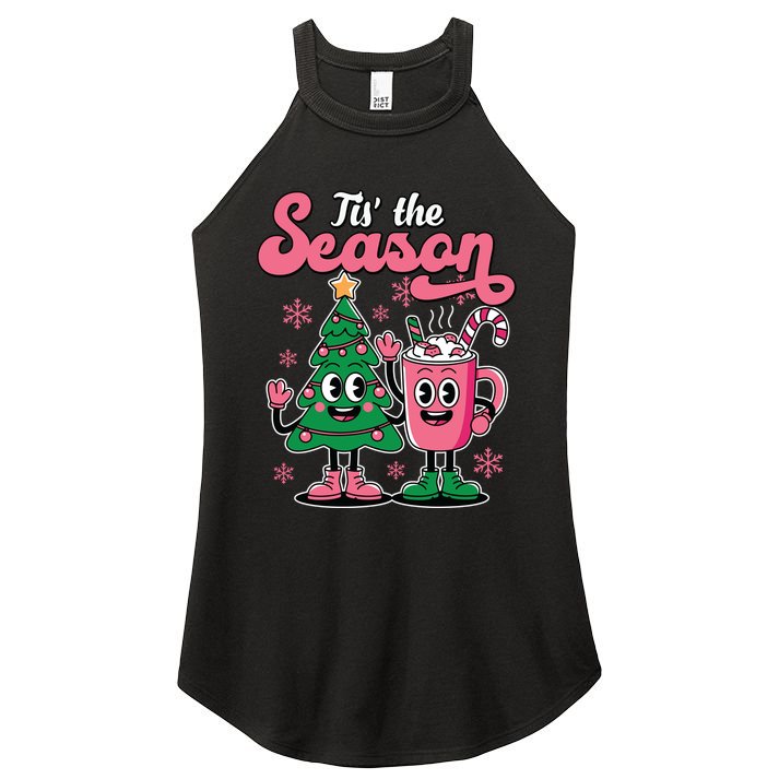 Tis The Season Christmas Tree Hot Coco Festive Retro Women's Perfect Tri Rocker Tank