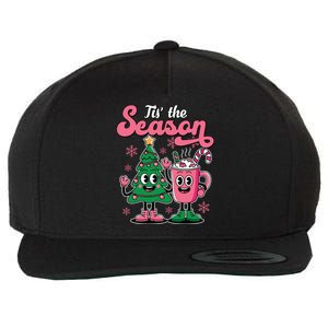 Tis The Season Christmas Tree Hot Coco Festive Retro Wool Snapback Cap