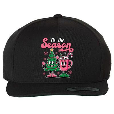 Tis The Season Christmas Tree Hot Coco Festive Retro Wool Snapback Cap