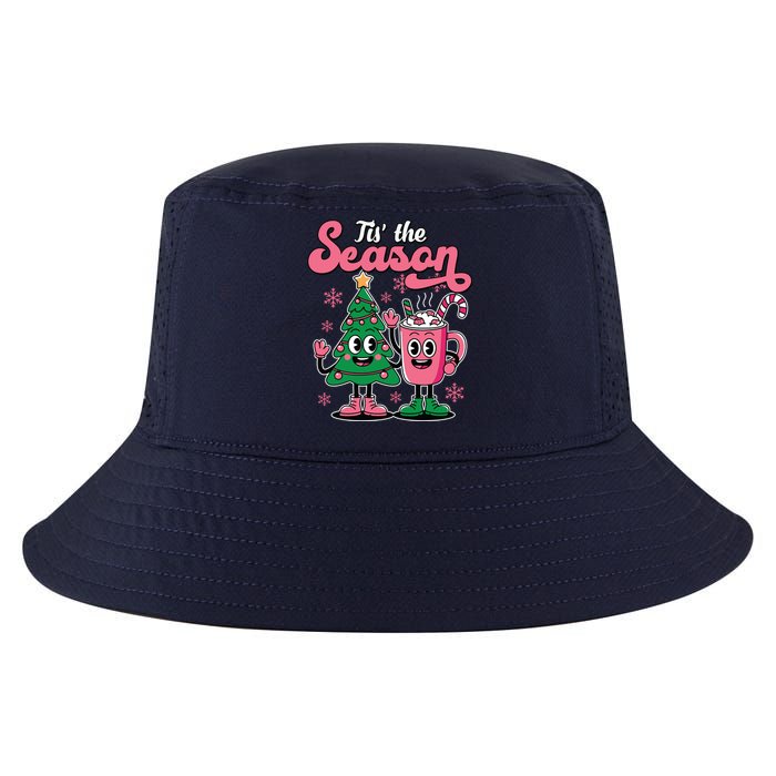 Tis The Season Christmas Tree Hot Coco Festive Retro Cool Comfort Performance Bucket Hat