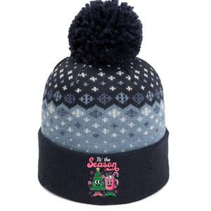 Tis The Season Christmas Tree Hot Coco Festive Retro The Baniff Cuffed Pom Beanie