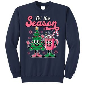 Tis The Season Christmas Tree Hot Coco Festive Retro Sweatshirt