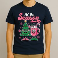 Tis The Season Christmas Tree Hot Coco Festive Retro T-Shirt