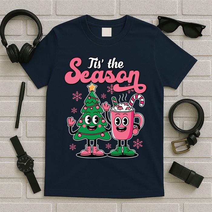 Tis The Season Christmas Tree Hot Coco Festive Retro T-Shirt