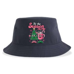 Tis The Season Christmas Tree Hot Coco Festive Retro Sustainable Bucket Hat