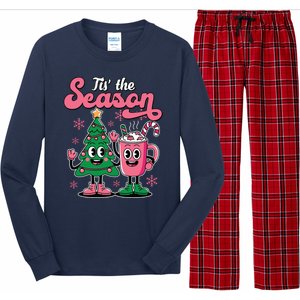 Tis The Season Christmas Tree Hot Coco Festive Retro Long Sleeve Pajama Set