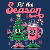 Tis The Season Christmas Tree Hot Coco Festive Retro 16 in Basic Backpack