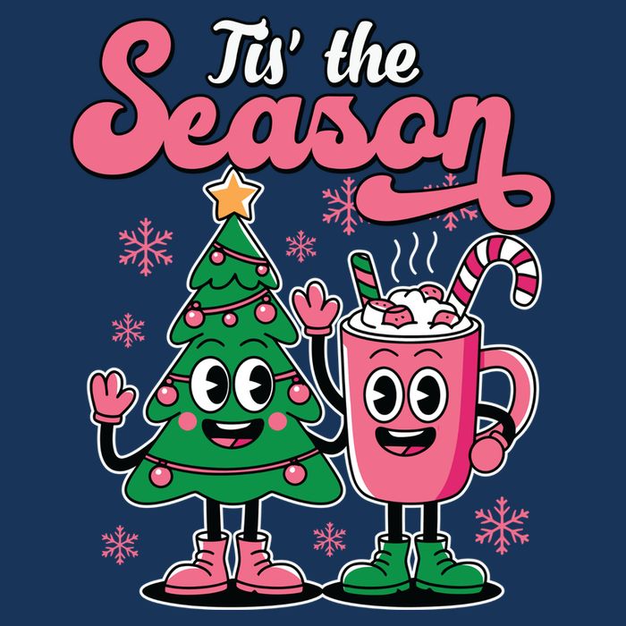 Tis The Season Christmas Tree Hot Coco Festive Retro 16 in Basic Backpack
