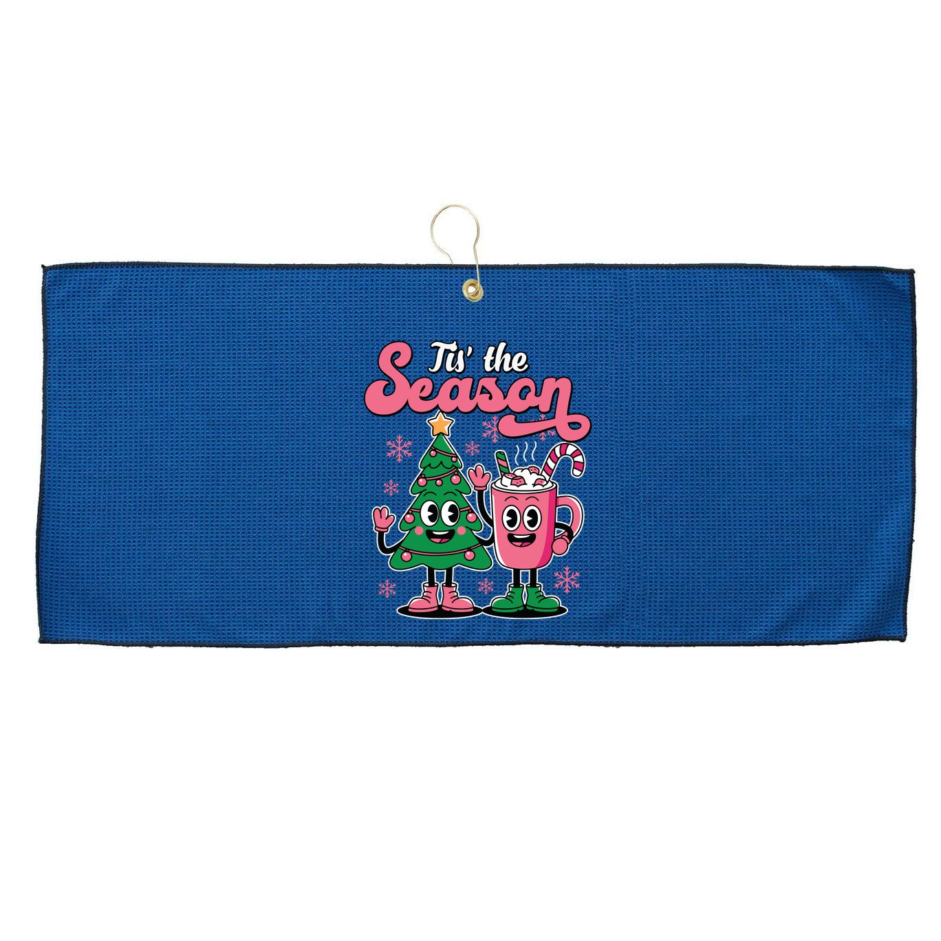 Tis The Season Christmas Tree Hot Coco Festive Retro Large Microfiber Waffle Golf Towel