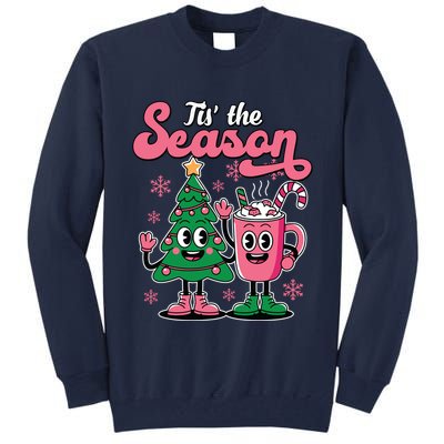 Tis The Season Christmas Tree Hot Coco Festive Retro Tall Sweatshirt