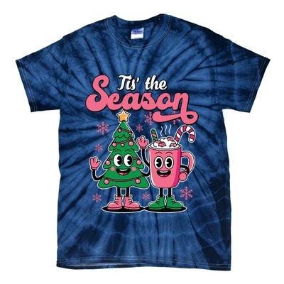 Tis The Season Christmas Tree Hot Coco Festive Retro Tie-Dye T-Shirt