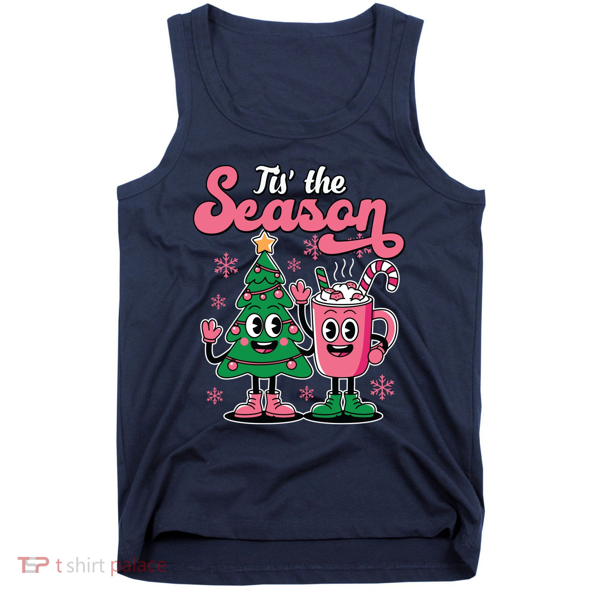 Tis The Season Christmas Tree Hot Coco Festive Retro Tank Top