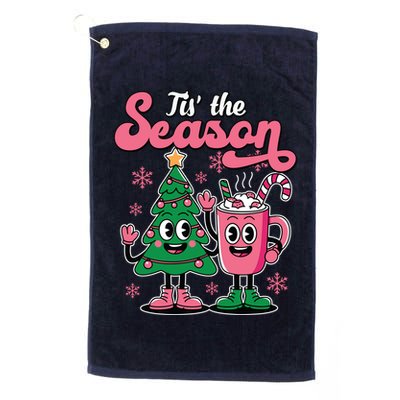 Tis The Season Christmas Tree Hot Coco Festive Retro Golf Towel