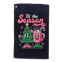 Tis The Season Christmas Tree Hot Coco Festive Retro Golf Towel