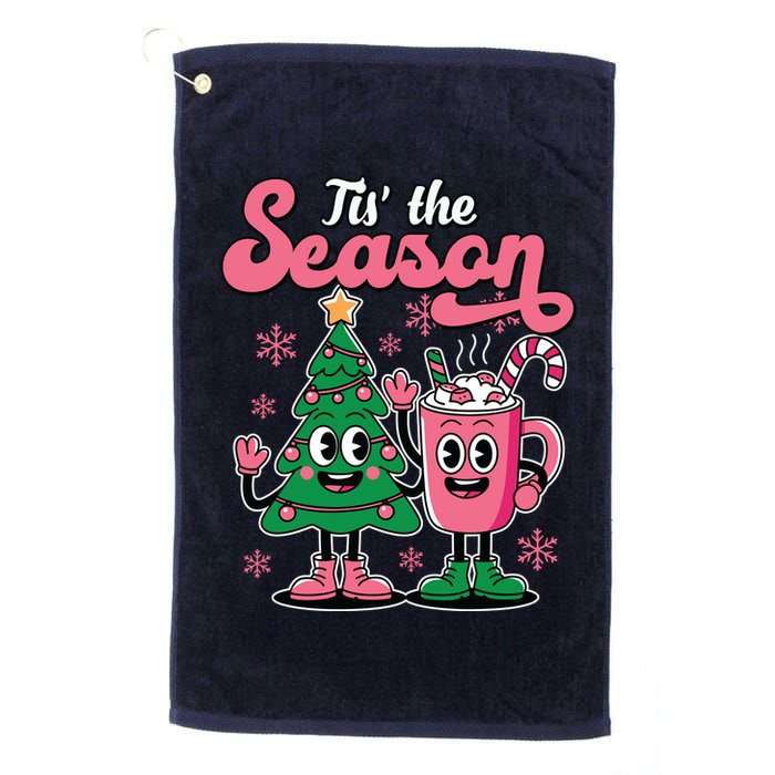 Tis The Season Christmas Tree Hot Coco Festive Retro Golf Towel