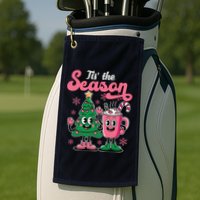 Tis The Season Christmas Tree Hot Coco Festive Retro Golf Towel