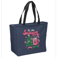 Tis The Season Christmas Tree Hot Coco Festive Retro Zip Tote Bag