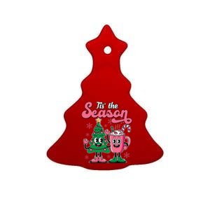 Tis The Season Christmas Tree Hot Coco Festive Retro Ceramic Tree Ornament