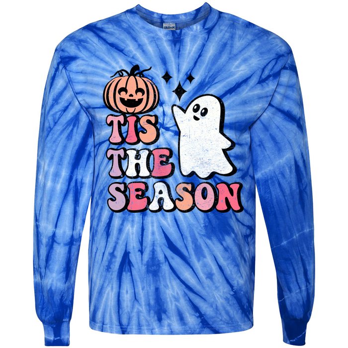 Tis The Season Cute Halloween Retro Ghost Gift Tie-Dye Long Sleeve Shirt