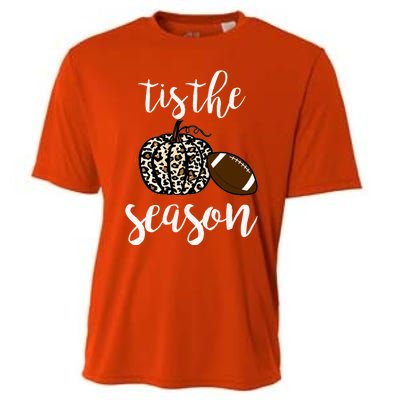 Tis The Season Fall Autumn Pumpkin Football Funny Leopard Great Gift Cooling Performance Crew T-Shirt