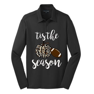 Tis The Season Fall Autumn Pumpkin Football Funny Leopard Great Gift Silk Touch Performance Long Sleeve Polo