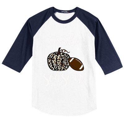 Tis The Season Fall Autumn Pumpkin Football Funny Leopard Great Gift Baseball Sleeve Shirt