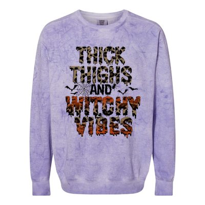 Thick Thighs Spooky Vibes Halloween Costume Colorblast Crewneck Sweatshirt