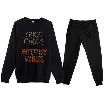 Thick Thighs Spooky Vibes Halloween Costume Premium Crewneck Sweatsuit Set