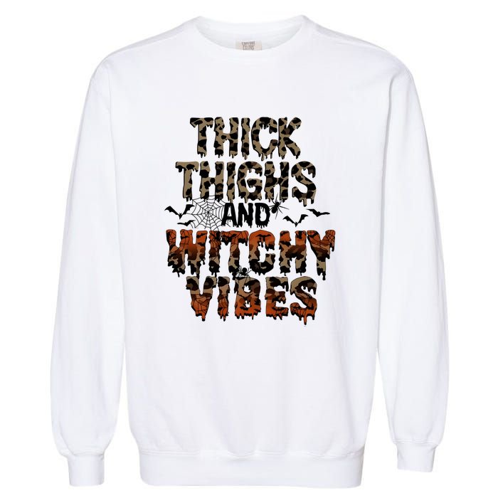 Thick Thighs Spooky Vibes Halloween Costume Garment-Dyed Sweatshirt