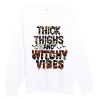 Thick Thighs Spooky Vibes Halloween Costume Premium Crewneck Sweatshirt