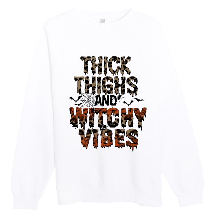 Thick Thighs Spooky Vibes Halloween Costume Premium Crewneck Sweatshirt