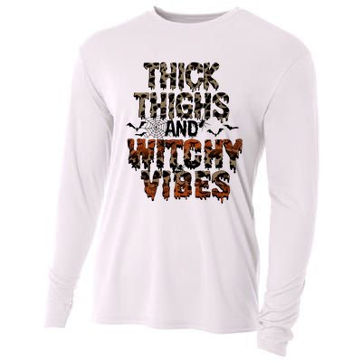 Thick Thighs Spooky Vibes Halloween Costume Cooling Performance Long Sleeve Crew