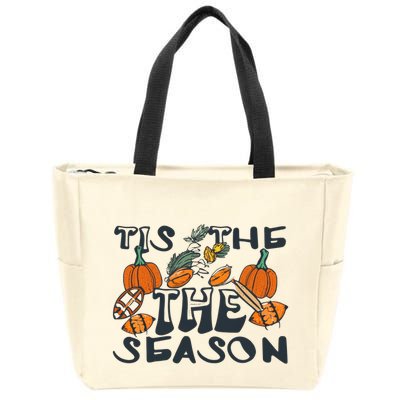 TIS THE SEASON FALL FOOTBALL THANKSGIVING PUMPKIN SPICE Zip Tote Bag
