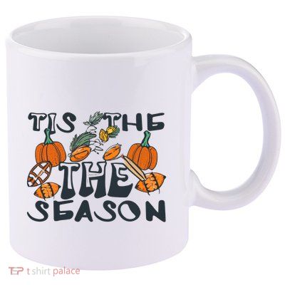 TIS THE SEASON FALL FOOTBALL THANKSGIVING PUMPKIN SPICE 11oz C Handle Ceramic Mug