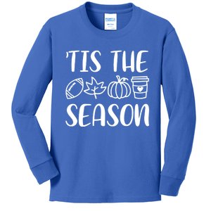 Tis The Season Fall Leaf Pumpkin Halloween Thanksgiving Cool Gift Kids Long Sleeve Shirt