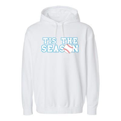 Tis The Season Softball And Baseball Player Gift Garment-Dyed Fleece Hoodie