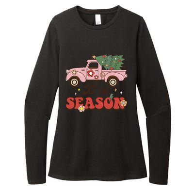 Tis The Season Groovy Vibes Truck Family Christmas Tree Xmas Cool Gift Womens CVC Long Sleeve Shirt