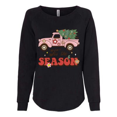 Tis The Season Groovy Vibes Truck Family Christmas Tree Xmas Cool Gift Womens California Wash Sweatshirt